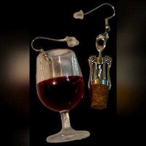 Wine Glass and Corkscrew Earrings